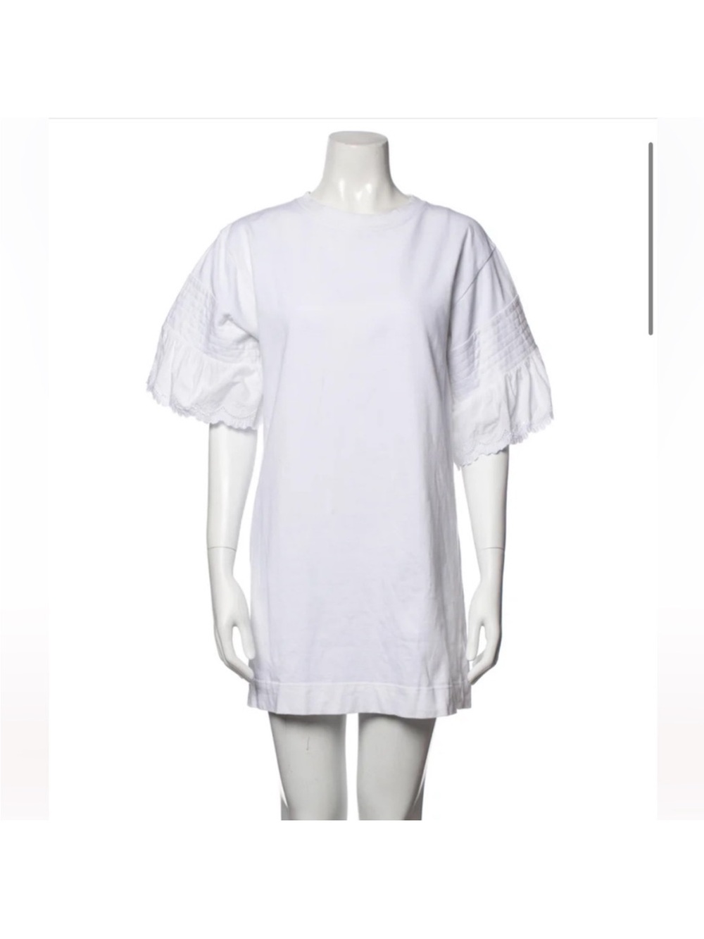 See By Chloe White Mini Dress with Puff Lace Sleeves